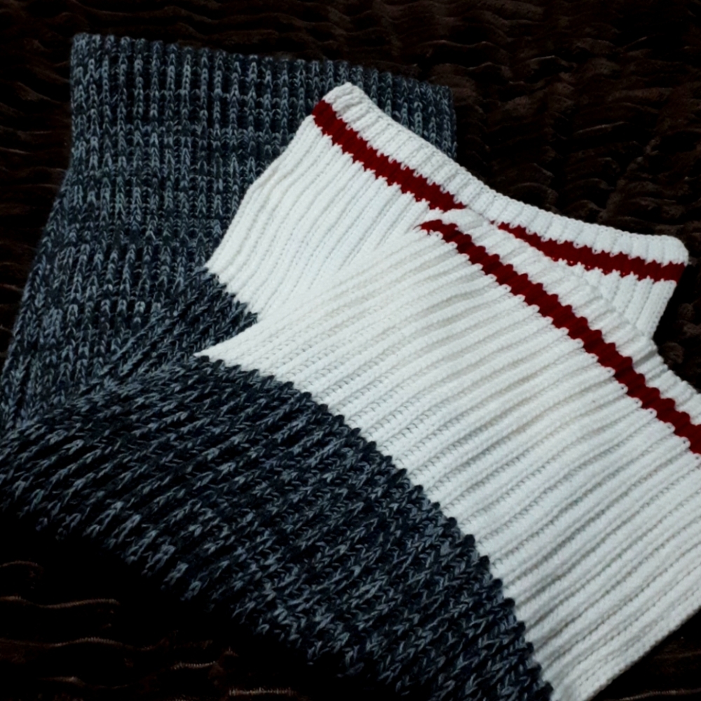 Grey, White and Red Scarf